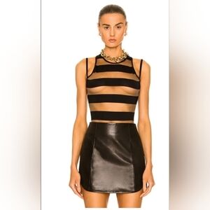 BALMAINS houlder Cut Sheer Striped Bodysuit